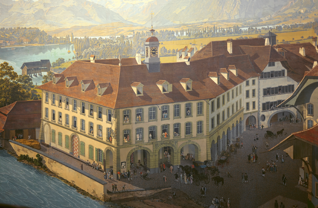 Bauten auf dem Thun-Panorama und in heutiger Zeit