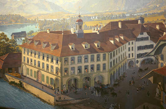 Bauten auf dem Thun-Panorama und in heutiger Zeit