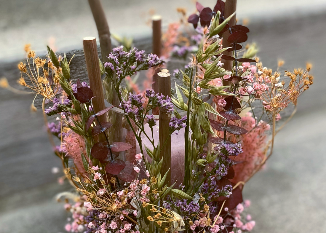 Trockenblumen-Windlicht